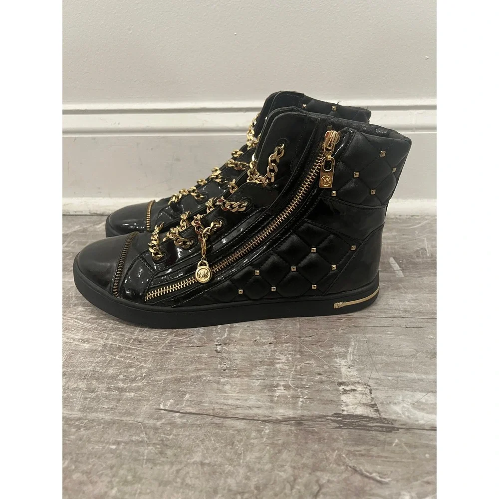 Michael Kors Urban Chain Sport Luxe High-Top Sneaker Women SZ 10M Black Quilted
